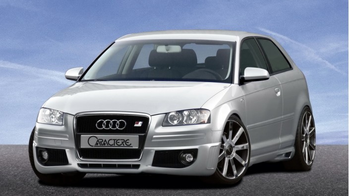 Kit caroserie complet Caractere | Audi A3 2006-2008 (8P) cu faruri de ceata si evacuare sport